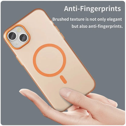 iPhone 15 Plus / 14 Plus Magnetic Case Translucent Matte Anti-Fingerprint Phone Cover - Orange