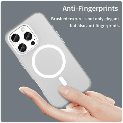 iPhone 16 Pro Cover kompatibel med MagSafe TPU + PC Slank Mat Gennemsigtig Telefoncover - Hvid