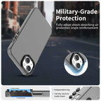 iPhone 15 Plus / 14 Plus Case PC+TPU+PET Matte Anti-Drop Phone Back Cover - Black