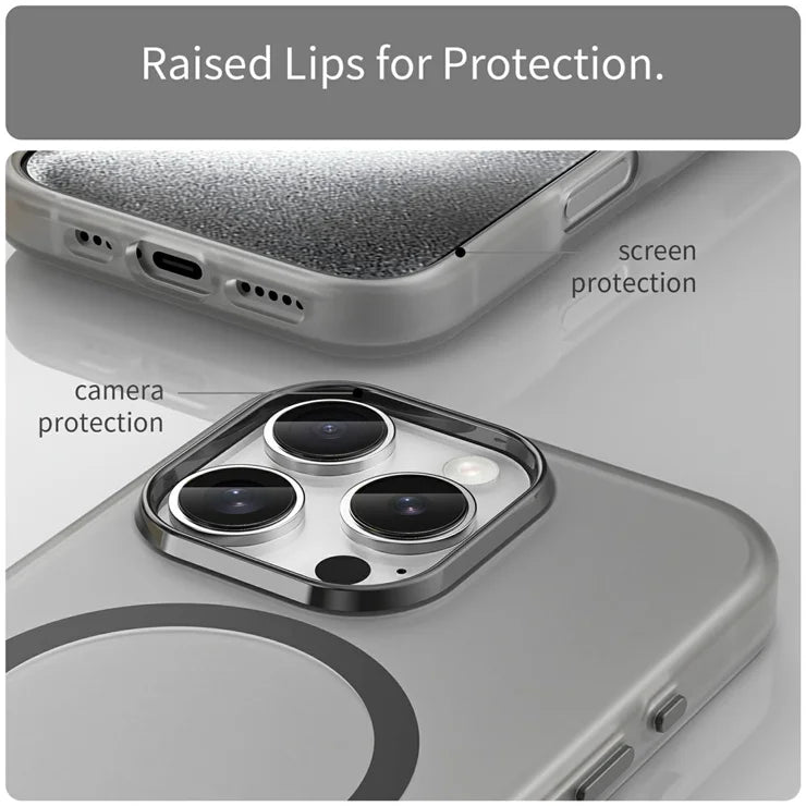 iPhone 16 Pro Case Compatible with MagSafe TPU + PC Slim Matte Translucent Phone Cover - Black