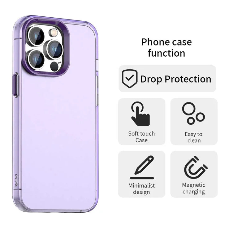 iPhone 14 Pro etui PC+TPU+PET mat anti-fald telefon bagcover - lilla