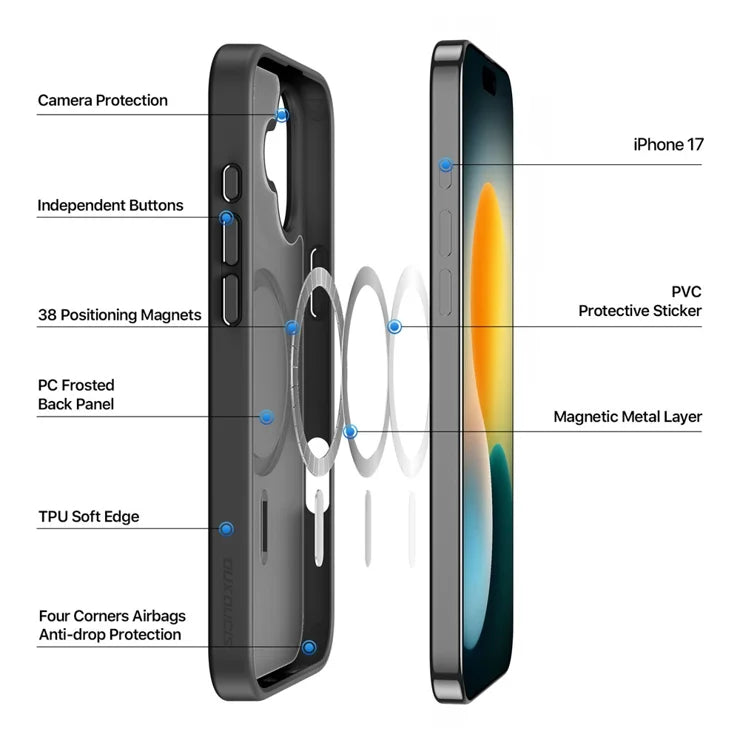 DUX DUCIS For iPhone 17 Case Yind Series PC+TPU Phone Cover Compatible with MagSafe - Black