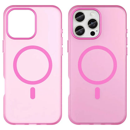 iPhone 16 Pro Max Case Compatible with MagSafe TPU + PC Slim Matte Translucent Phone Cover - Pink