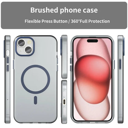 iPhone 15 Plus / 14 Plus Magnetic Case Translucent Matte Anti-Fingerprint Phone Cover - Dark Blue