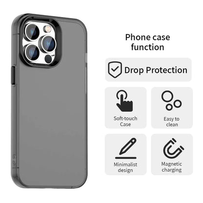 iPhone 13 Pro Max Case PC+TPU+PET Matte Anti-Drop Phone Back Cover - Black