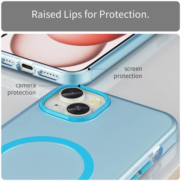 iPhone 15 Magnetic Case Matte Phone Cover Anti-Fingerprint Anti-Scratch - Blue