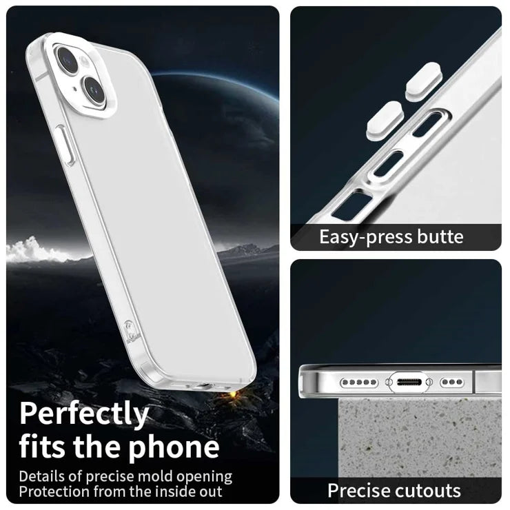 iPhone 15 Cover PC+TPU+PET Mat Anti-Drop Bagsidecover - Hvid