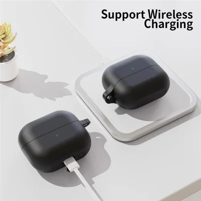 For Samsung Galaxy Buds3 Pro Silicone Case Earbuds Protective Cover with Carabiner - Black