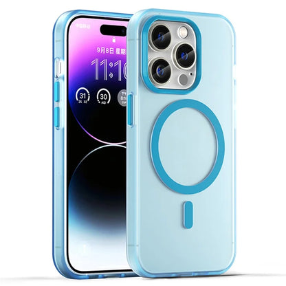 Magnetic Case for iPhone 14 Pro Max Compatible with MagSafe Translucent Matte Back Cover - Blue
