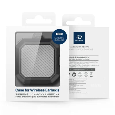 DUX DUCIS SECE-serien til Samsung Galaxy Buds4 / Buds4 Pro Etui Stødsikker PC + TPU Hovedtelefoncover med Metalkrog - Sort