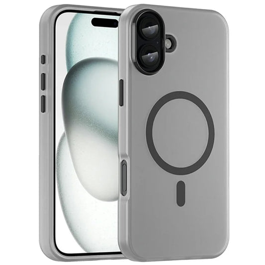 iPhone 16 Plus Cover kompatibel med MagSafe TPU + PC Slim Mat Gennemsigtig Telefoncover - Sort