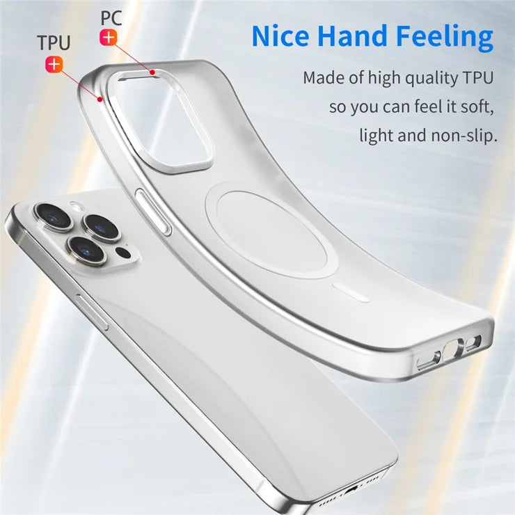 iPhone 15 Pro Max Translucent Case Magnetic Phone Cover Compatible with MagSafe - White