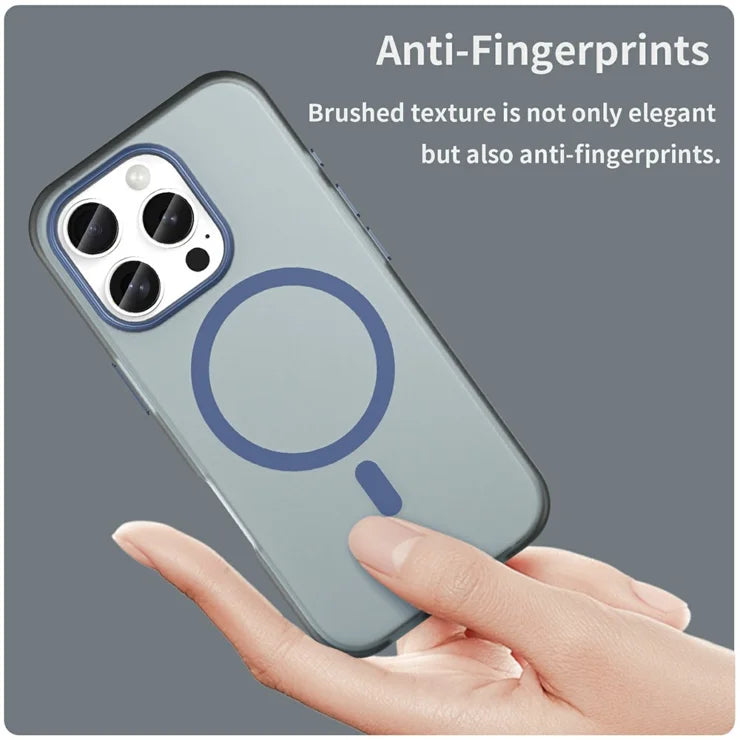 iPhone 16 Pro Case Compatible with MagSafe TPU + PC Slim Matte Translucent Phone Cover - Dark Blue