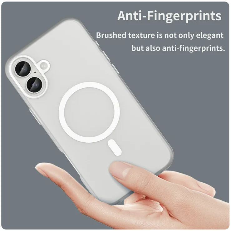 iPhone 16 Plus Case Compatible with MagSafe TPU + PC Slim Matte Translucent Phone Cover - White