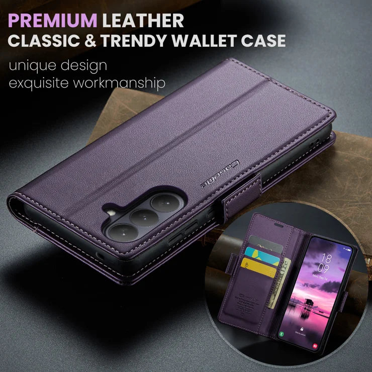 CASEME For Samsung Galaxy S26+ Case 023 Series RFID Blocking Glossy Stand Phone Cover - Purple