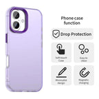 iPhone 16 Case PC+TPU+PET Matte Anti-Drop Phone Back Cover - Purple