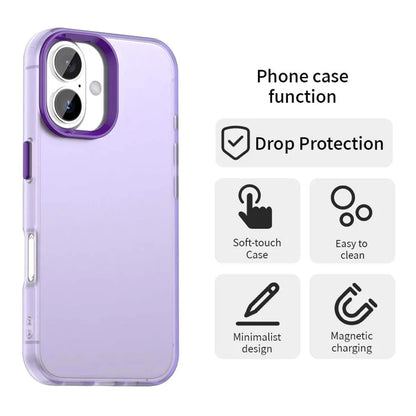 iPhone 16 Case PC+TPU+PET Matte Anti-Drop Phone Back Cover - Purple