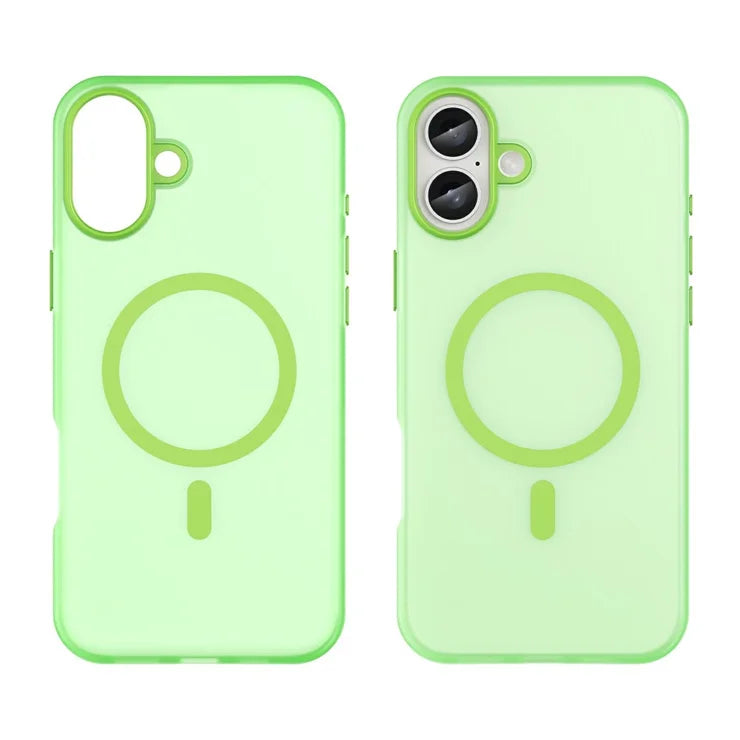 iPhone 16 Plus Case Compatible with MagSafe TPU + PC Slim Matte Translucent Phone Cover - Green