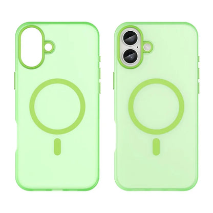 iPhone 16 Plus Case Compatible with MagSafe TPU + PC Slim Matte Translucent Phone Cover - Green