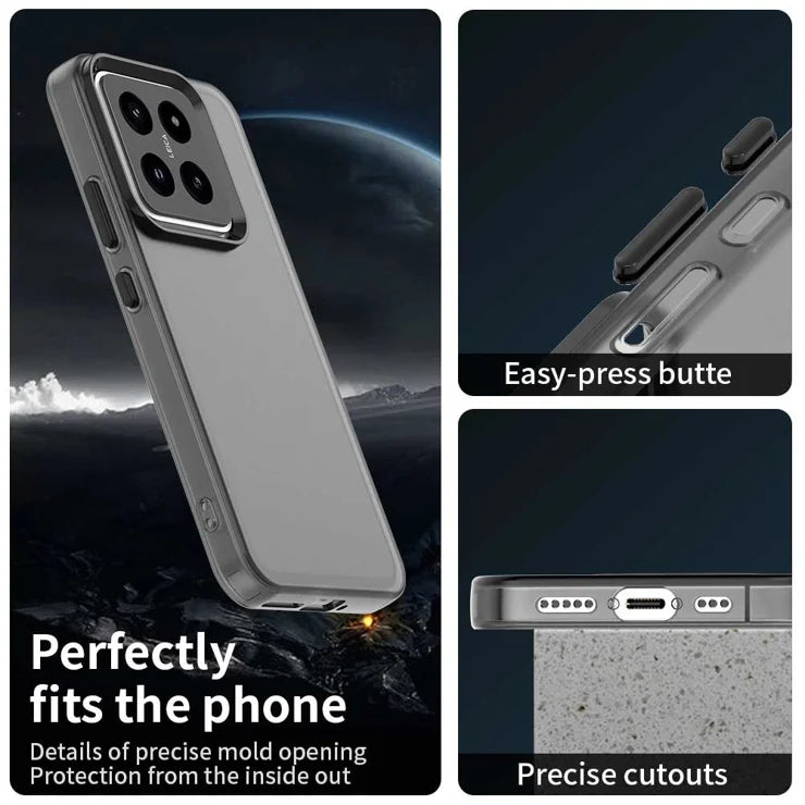 Xiaomi 14 Pro Case PC+TPU+PET Matte Anti-Drop Phone Back Cover - Black