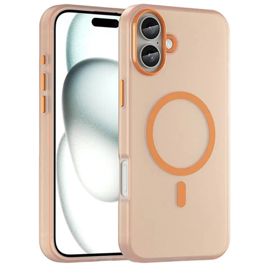 iPhone 16 Plus Cover Kompatibel med MagSafe TPU + PC Slim Mat Gennemsigtigt Telefoncover - Orange
