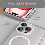 iPhone 15 Pro Max Translucent Case Magnetic Phone Cover Compatible with MagSafe - White