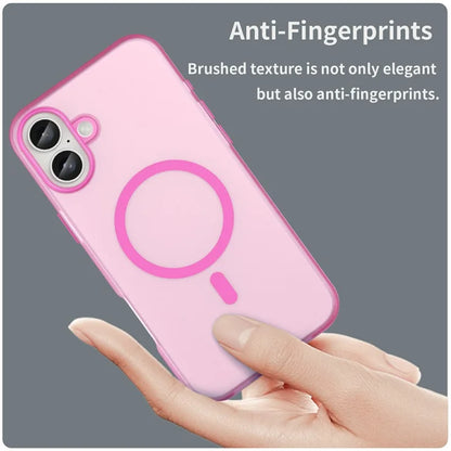 iPhone 16 Plus Case Compatible with MagSafe TPU + PC Slim Matte Translucent Phone Cover - Pink