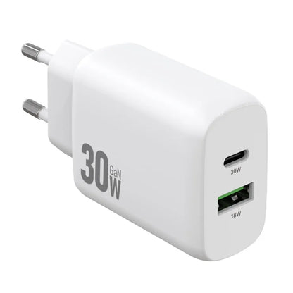 AMORUS PD 30W Type-C + QC 18W USB-A Dual Port GaN Power Adapter Hurtig Oplader til Telefon Tablet - EU Stik