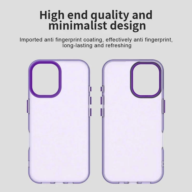 iPhone 16 Case PC+TPU+PET Matte Anti-Drop Phone Back Cover - Purple