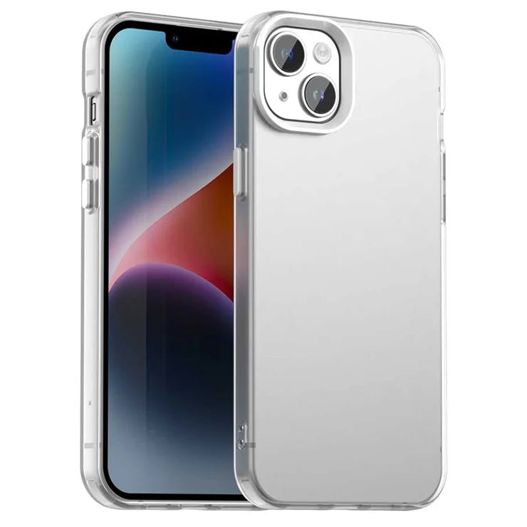 iPhone 15 Plus / 14 Plus Cover PC+TPU+PET Mat Anti-Drop Telefon Bagside Cover - Hvid