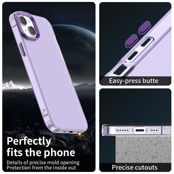 iPhone 15 Cover PC+TPU+PET Mat Anti-Drop Telefon Bagsidecover - Lilla