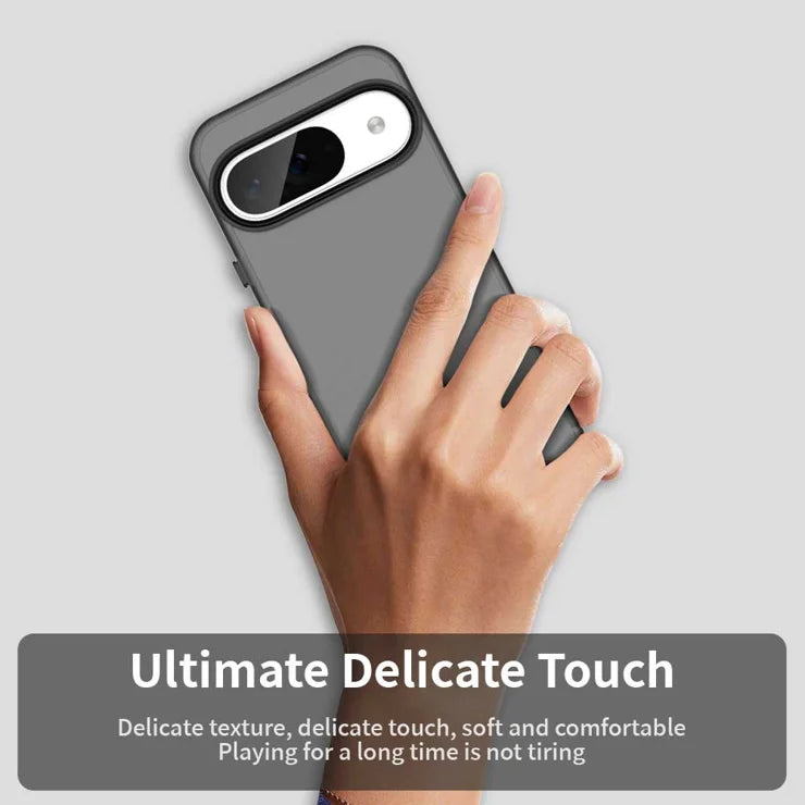 Google Pixel 9 / 9 Pro etui PC+TPU+PET mat anti-fald telefon bagcover - sort