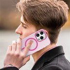 Magnetic Case for iPhone 14 Pro Max Compatible with MagSafe Translucent Matte Back Cover - Pink