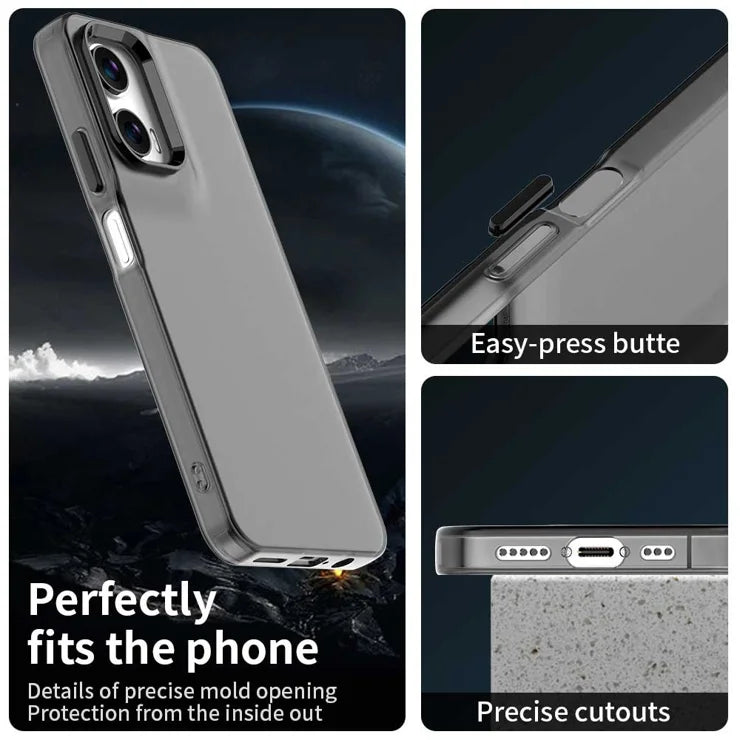 Motorola Moto G35 5G Case PC+TPU+PET Matte Anti-Drop Phone Back Cover - Black
