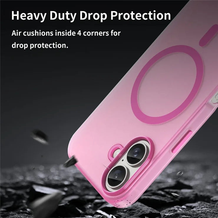 iPhone 16 Cover Kompatibel med MagSafe TPU + PC Slim Mat Gennemsigtigt Telefoncover - Pink