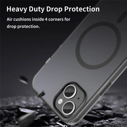 iPhone 15 Plus / 14 Plus Magnetic Case Translucent Matte Anti-Fingerprint Phone Cover - Black