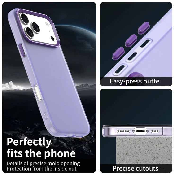 iPhone 17 Pro Max Case PC + TPU + PET Matte Anti-Drop Phone Back Cover - Purple