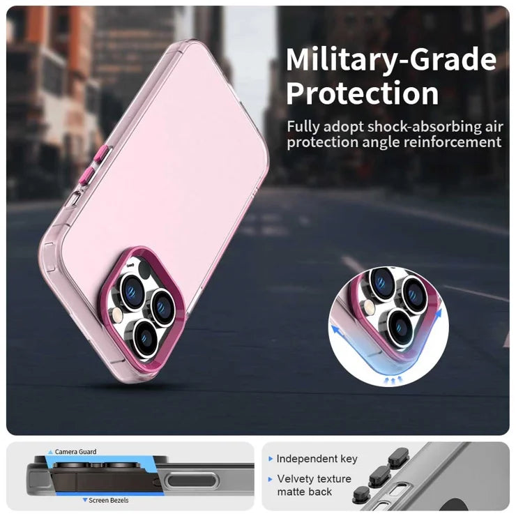 iPhone 13 Pro Max Case PC+TPU+PET Matte Anti-Drop Phone Back Cover - Pink