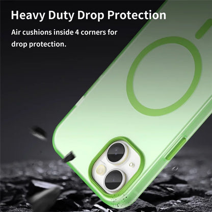 iPhone 15 Plus / 14 Plus Magnetic Case Translucent Matte Anti-Fingerprint Phone Cover - Fluorescent Green