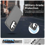Samsung Galaxy S23+ Case PC+TPU+PET Matte Anti-Drop Phone Back Cover - Black