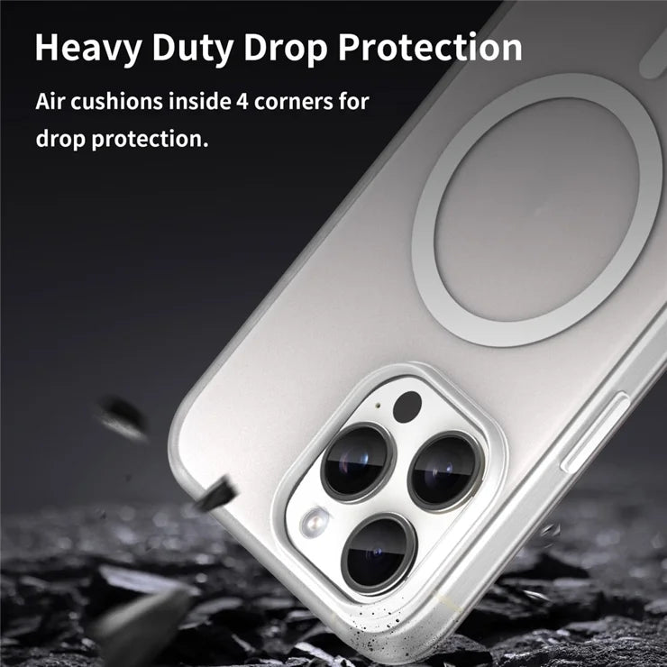 iPhone 15 Pro Max Translucent Case Magnetic Phone Cover Compatible with MagSafe - White