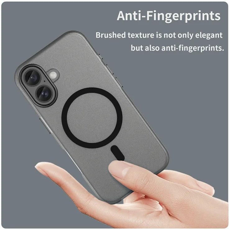 iPhone 16 Case Compatible with MagSafe TPU + PC Slim Matte Translucent Phone Cover - Black