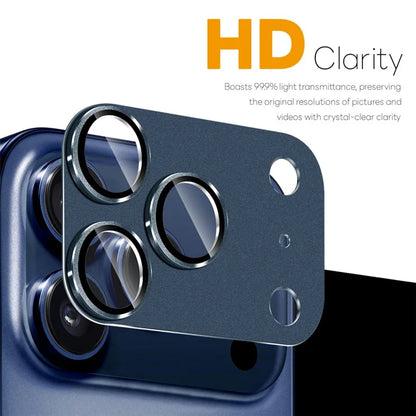 iPhone 17 Pro Kamerabeskytter Mat Integreret Metal Hærdet Glas Linsefilm - Blå