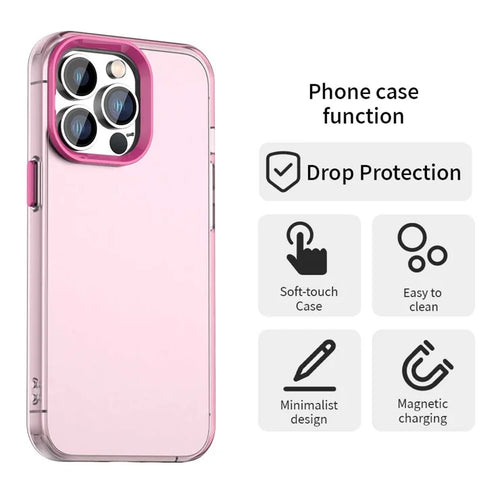 iPhone 13 Pro Max Case PC+TPU+PET Matte Anti-Drop Phone Back Cover - Pink