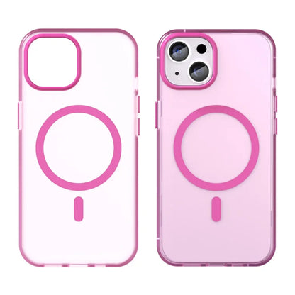 iPhone 14 Translucent Phone Case Matte Design Compatible with MagSafe Wireless Charging - Pink