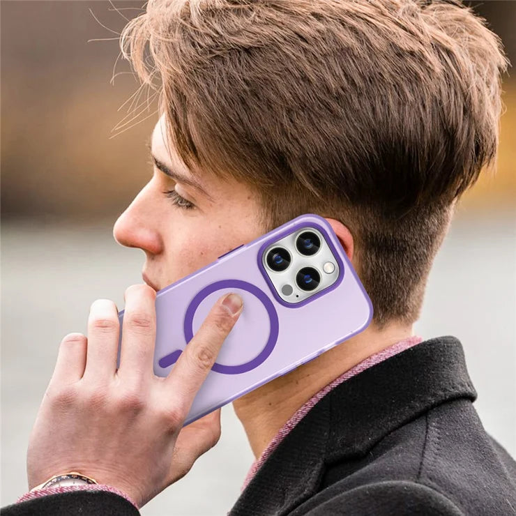 Magnetic Case for iPhone 14 Pro Max Compatible with MagSafe Translucent Matte Back Cover - Dark Purple