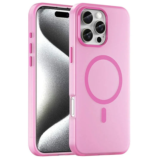 iPhone 16 Pro Max -kotelo, MagSafe-yhteensopiva, TPU + PC ohut mattaläpinäkyvä puhelinkuori – vaaleanpunainen