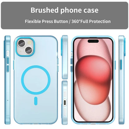 iPhone 15 Magnetic Case Matte Phone Cover Anti-Fingerprint Anti-Scratch - Blue