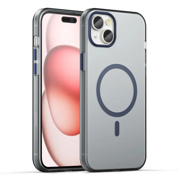 iPhone 15 Plus / 14 Plus Magnetic Case Translucent Matte Anti-Fingerprint Phone Cover - Dark Blue