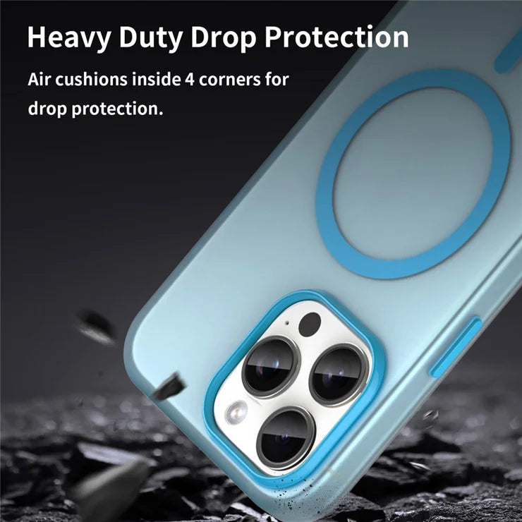 iPhone 15 Pro Max Translucent Case Magnetic Phone Cover Compatible with MagSafe - Blue